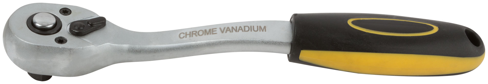 Вороток (трещотка) CrV, черно-желтая прорезиненная ручка, Профи 3/8'', 72 зубца