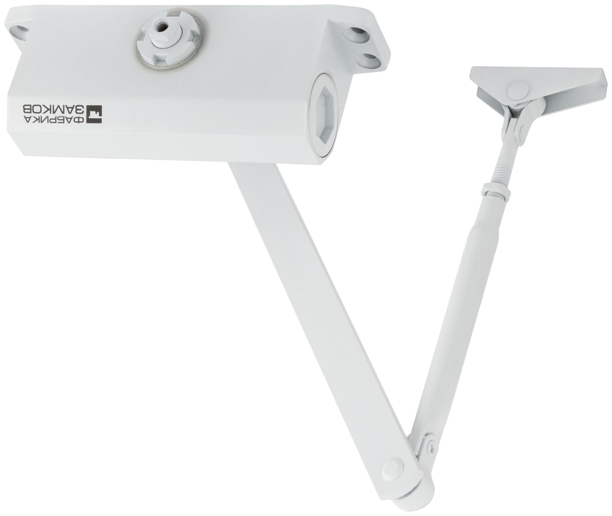 Доводчик дверной ''Фабрика замков'' на стальной тяге, белый 40-60 кг