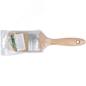 Кисть флейцевая ''Профи'', натур.светлая щетина, деревянная ручка 2.5'' (63 мм) - фото 3