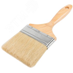 Кисть флейцевая ''Профи'', натур.светлая щетина, деревянная ручка 4'' (100 мм) - фото 2