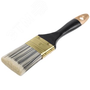 Кисть флейцевая ''Стайл'', искусственная черно-белая щетина, деревянная ручка 2'' (50 мм) - фото 2