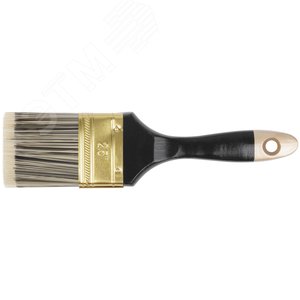 Кисть флейцевая ''Стайл'', искусственная черно-белая щетина, деревянная ручка 2.5'' (63 мм) - фото 1