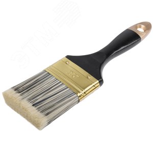 Кисть флейцевая ''Стайл'', искусственная черно-белая щетина, деревянная ручка 2.5'' (63 мм) - фото 2