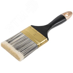 Кисть флейцевая ''Стайл'', искусственная черно-белая щетина, деревянная ручка 3'' (75 мм) - фото 2