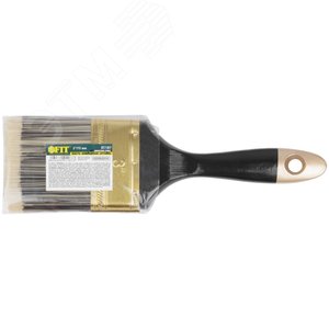 Кисть флейцевая ''Стайл'', искусственная черно-белая щетина, деревянная ручка 3'' (75 мм) - фото 3