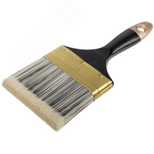 Кисть флейцевая ''Стайл'', искусственная черно-белая щетина, деревянная ручка 4'' (100 мм) - фото 2