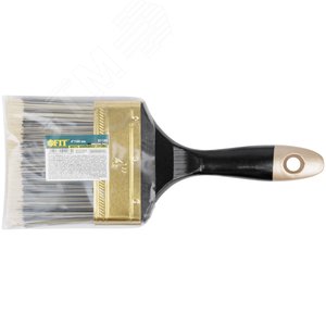 Кисть флейцевая ''Стайл'', искусственная черно-белая щетина, деревянная ручка 4'' (100 мм) - фото 3