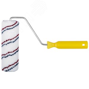 Валик микроволокно, белый с красной и синей полосками, диаметр 40/63 мм, ворс 12 мм, 180 мм - фото 1