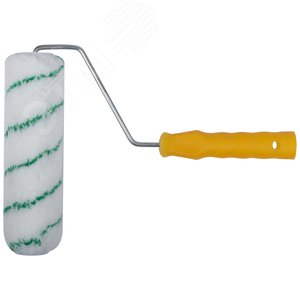 Валик полиакриловый, белый с зеленой полоской, диаметр 40/74 мм, ворс 16.8 мм, 230 мм - фото 1