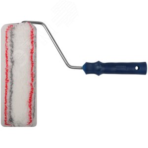 Валик полиакриловый нитяной, Профи, белый с серыми и красными полосами, бюгель 8 мм, диаметр 48/84 мм, ворс 18 мм, 230 мм - фото 1