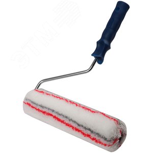 Валик полиакриловый нитяной, Профи, белый с серыми и красными полосами, бюгель 8 мм, диаметр 48/84 мм, ворс 18 мм, 230 мм - фото 2