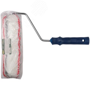 Валик полиакриловый нитяной, Профи, белый с серыми и красными полосами, бюгель 8 мм, диаметр 48/84 мм, ворс 18 мм, 230 мм - фото 3