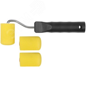 Валик поролоновый желтый с ручкой ''мини'' 50 мм + 2 сменных ролика - фото 1