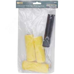 Валик поролоновый желтый с ручкой ''мини'' 100 мм + 2 сменных ролика - фото 3