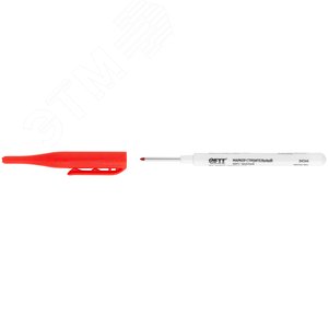 Маркер строительный перманентный, тонкий, удлиненное перо, красный - фото 2