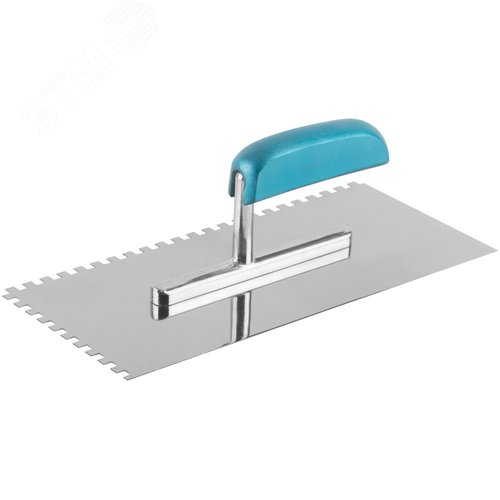 Гладилка нержав. с деревянной ручкой, 280х130 мм зубчатая, зуб 6х6 мм - фото 1