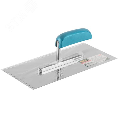 Гладилка нержав. с деревянной ручкой, 280х130 мм зубчатая, зуб 6х6 мм - фото 3