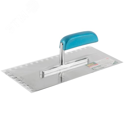 Гладилка нержав. с деревянной ручкой, 280х130 мм зубчатая, зуб 8х8 мм - фото 3