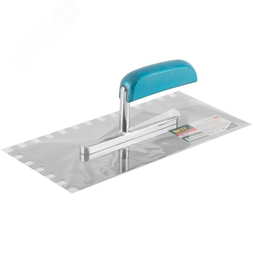 Гладилка нержав. с деревянной ручкой, 280х130 мм зубчатая, зуб 10х10 мм - фото 3