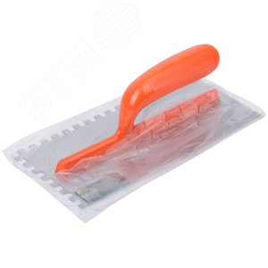 Гладилка нержавеющая с пластиковой ручкой, 280х130 мм зубчатая 8х8 мм - фото 3