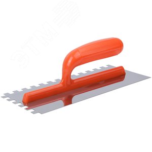 Гладилка нержавеющая с пластиковой ручкой, 280х130 мм зубчатая 10х10 мм - фото 1