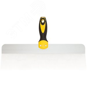 Шпатель фасадный нержавеющий Профи, прорезиненная ручка с метал.бойком 400 мм - фото 1