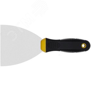 Шпатель, нерж.сталь, черно-желтая прорезин.ручка 4'' (100 мм) - фото 1