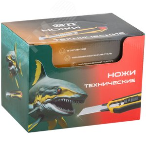 Нож технический 18 мм усиленный прорезиненный, 2-х сторонняя автофиксация, 30 шт. в шоу-боксе - фото 3