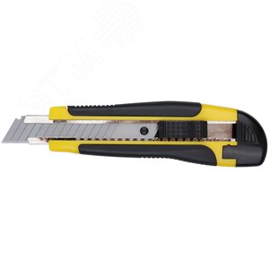 Изображение товара Нож технический 18 мм усиленный прорезиненный, лезвие 15 сегментов (шт)