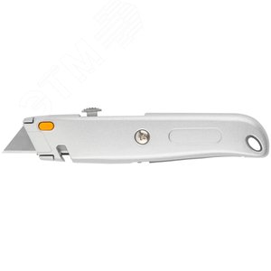 Нож для напольных покрытий серый, металлический корпус, кассета 4 лезвия