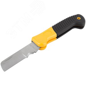 Нож электрика складной нержавеющий Профи, прямое лезвие 80 мм, прорезиненная ручка - фото 2