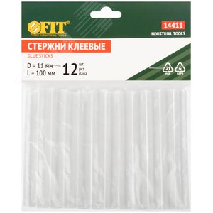 Стержни клеевые бесцветные д.11 мм х 100 мм, 12 шт - фото 3