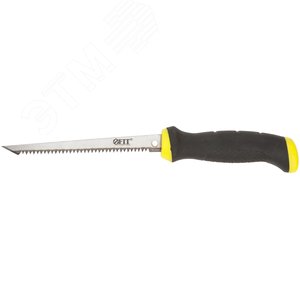Ножовка для гипсокартона, каленый зуб, прорезиненная ручка 150 мм