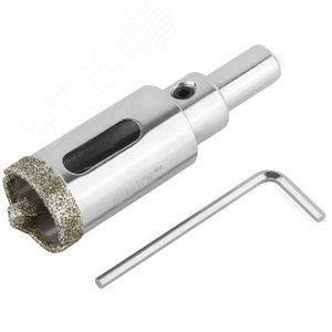 Коронка кольцевая по керамограниту, камню и кафелю алмазная с центровочным сверлом 22х67 мм - фото 1