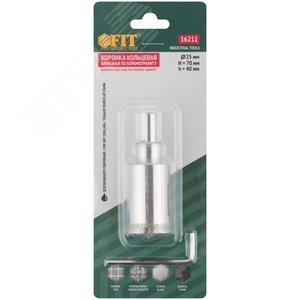 Коронка кольцевая по керамограниту, камню и кафелю алмазная с центровочным сверлом 25х67 мм - фото 3