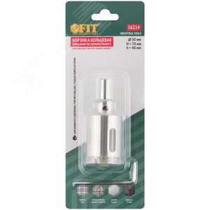 Коронка кольцевая по керамограниту, камню и кафелю алмазная с центровочным сверлом 30х67 мм - фото 3