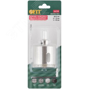 Коронка кольцевая по керамограниту, камню и кафелю алмазная с центровочным сверлом 45х70мм - фото 3