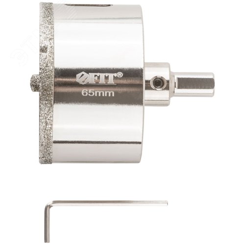 Изображение товара Коронка кольцевая по керамограниту, камню и кафелю алмазная с центровочным сверлом 65х70 мм (шт)