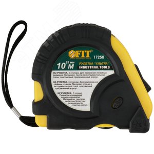 Рулетка прорезинен. корпус, тройной стопор ''Ультра'' 10 м x 25 мм - фото 2