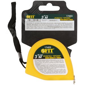 Рулетка Профи, калибр.лента, нейлон.покр., магн.крючок, эласт.корпус черн-желт., двойн.стопор 3 м х 16 мм - фото 3