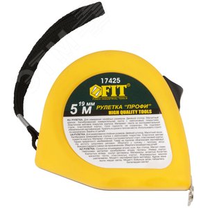 Рулетка Профи, калибр.лента, нейлон.покр., магн.крючок, эласт.корпус черн-желт., двойн.стопор 5 м х 19 мм - фото 2