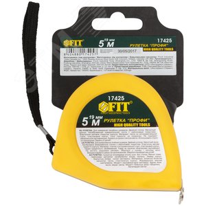 Рулетка Профи, калибр.лента, нейлон.покр., магн.крючок, эласт.корпус черн-желт., двойн.стопор 5 м х 19 мм - фото 3
