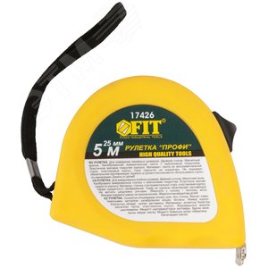 Рулетка Профи, калибр.лента, нейлон.покр., магн.крючок, эласт.корпус черн-желт., двойн.стопор 5 м х 25 мм - фото 2