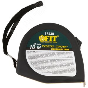 Рулетка Профи, калибр.лента, нейл.покр., магн.крючок, эласт.корпус черн-желт., двойн.стопор 10 м х 25 мм - фото 2