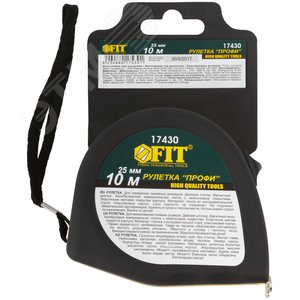 Рулетка Профи, калибр.лента, нейл.покр., магн.крючок, эласт.корпус черн-желт., двойн.стопор 10 м х 25 мм - фото 3