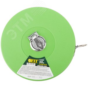 Рулетка, фибергласовая лента, зеленый пластиковый корпус 50 м - фото 2