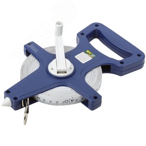 Рулетка землемерная, синий открытый корпус, фибергласовая лента 30 м - фото 2