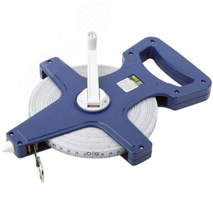 Рулетка землемерная, синий открытый корпус, фибергласовая лента 50 м - фото 2