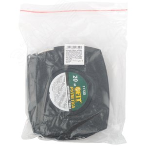 Рулетка, черный закрытый пластиковый корпус, стальная лента 20 м - фото 3