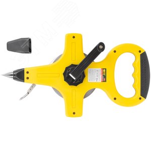 Рулетка геодезическая, стальная лента, желтый открытый пластиковый корпус, прорезиненная ручка 30 м - фото 1